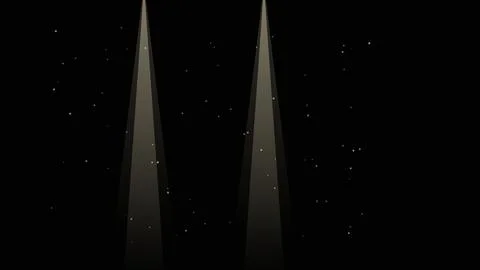 Two futuristic triangular light beams against starry space background Stock Illustration