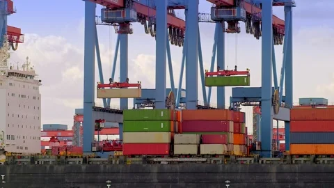 Two gantry cranes 스톡 동영상 131369142