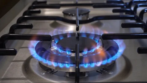 Two Gas Stove Burning Stock Footage 126696978