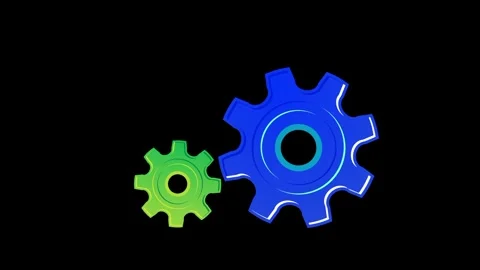 Two gear rotating animation with 2d concept and black background. Stock Footage 334974652