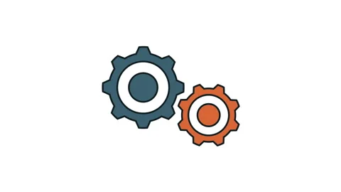 Two gear rotating animation.4k video.2D animation Stock Footage 144130027