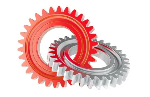 Two gear wheels crossed. 3D rendering Stock Illustration