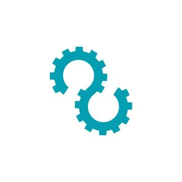 Two gears connected to each other. symbol to vector Stock Illustration