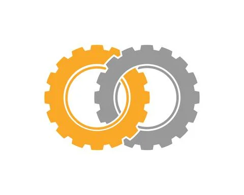 Two gears connection with infinity logo Illustrazione stock