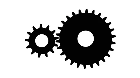 Two Gears flat icon Seamless Rotation. Abstract Working Process. Stock Footage 140250690