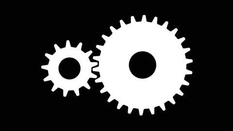 Two Gears flat icon Seamless Rotation. Abstract Working Process. Stock Footage 141779842