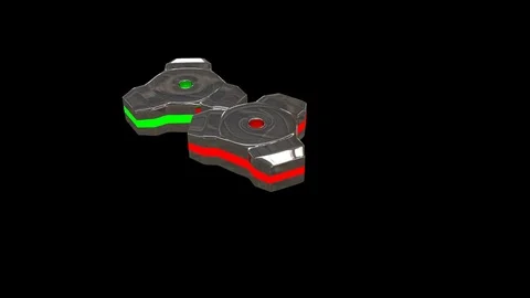 Two gears with light elements, loop video on 3.11 seconds, with alpha channels Stock Footage 72002217