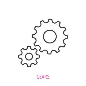 Two gears outline icon. Vector illustration. Symbols of team work Stock Illustration