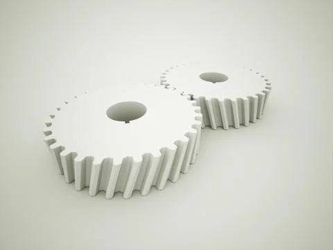 Two gears rendered black and white Stock Illustration