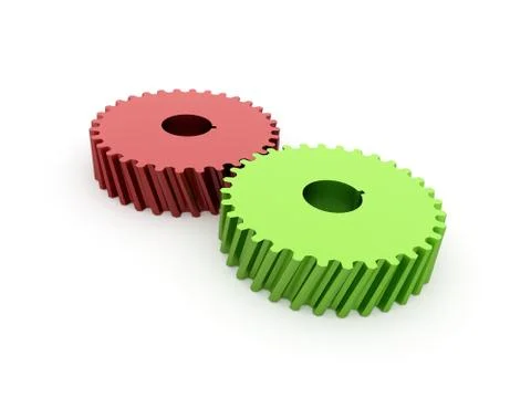 Two gears rendered on white background Stock Illustration