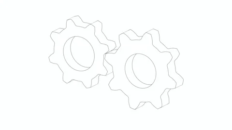 Two  gears rotate and move each other, isolated on a white background. Stock Footage 243706243