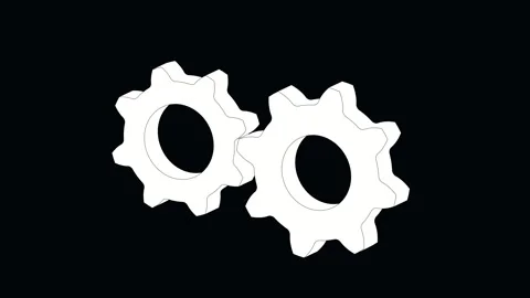 Two gears rotate and move each other, isolated on a black background. Stock Footage 254355003