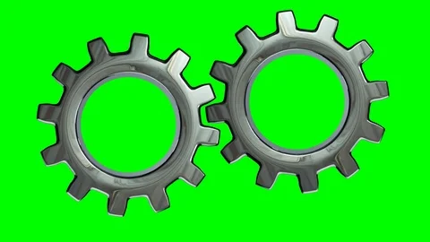 Two gears turning on green background. Concept of work teams and business Stock Footage 117784531