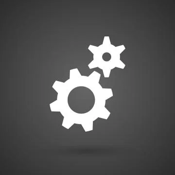 Two gears   white icon on a dark  background Stock Illustration