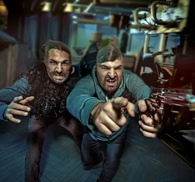 Two geek guys making a robbery Stock Photos