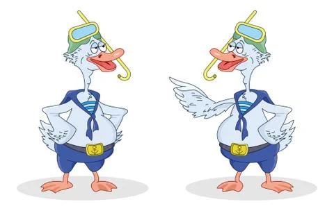 Two geese divers talk Stock Illustration
