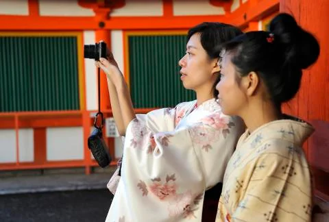 Two geisha's Stock Photos
