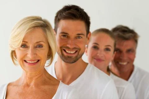 Two generations of couples in a row Stock Photos