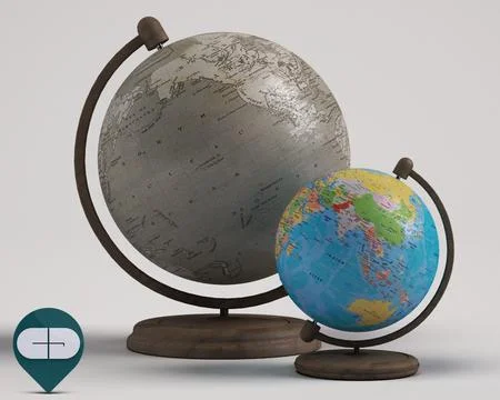 Two geographical globes 3D Model