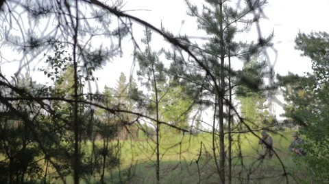 Two German soldier struck by explosion. World war II. The reconstruction of the  Stock Footage 60019626