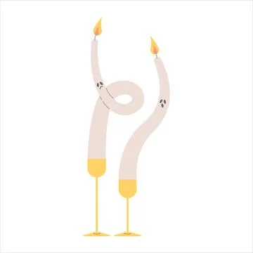 Two ghost candles in candlesticks. Halloween candles Stock Illustration