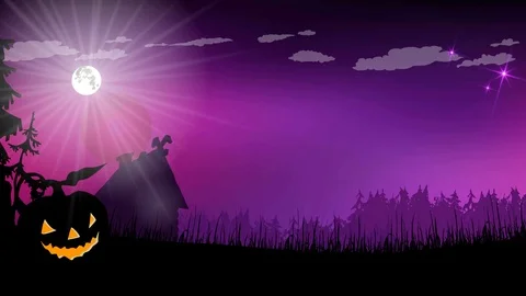 Two ghosts fly out of the ground on Halloween Stock Footage 95762605