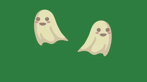 Two ghosts on a Green Screen figure cartoonish illustration motion design Stock-Footage 337339956