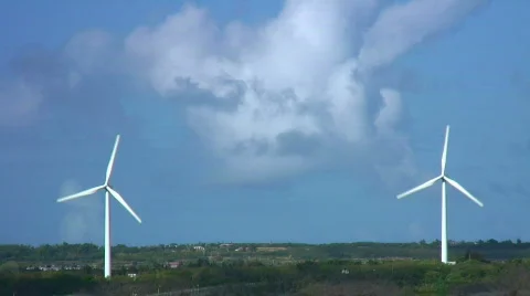Two giant wind turbines Stock Footage 333380