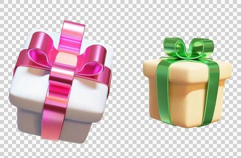 Two gift boxes with bows on a transparent background Illustrazione stock
