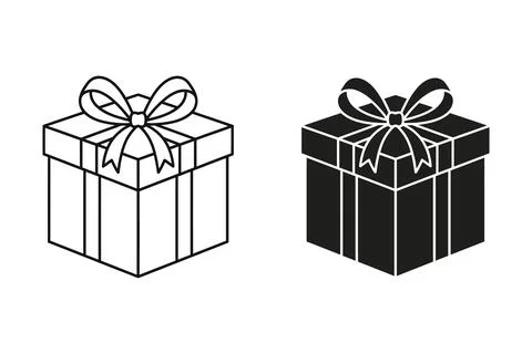 Two gift boxes with decorative bows side by side Stock Illustration