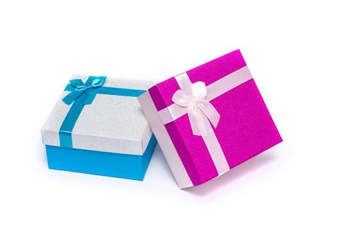 Two gift boxes isolated on white background Stock Photos