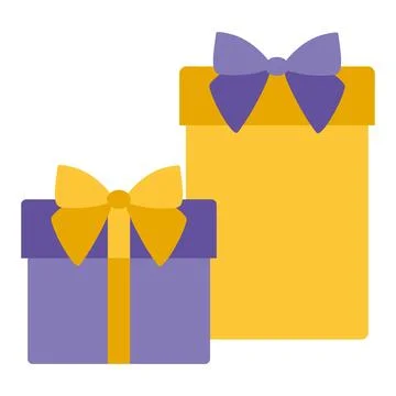 Two gift boxes with Ribbon and Bow. Flat style Present package with surprise  Stock Illustration
