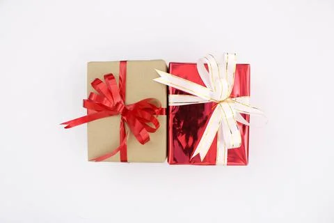 Two gift boxes on white background 스톡 사진
