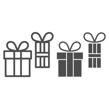 Two Gifts line and solid icon, Black bookkeeping concept, two gift boxes sign on イラスト素材