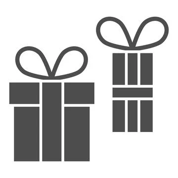 Two Gifts solid icon, Black bookkeeping concept, two gift boxes sign on white Stock Illustration