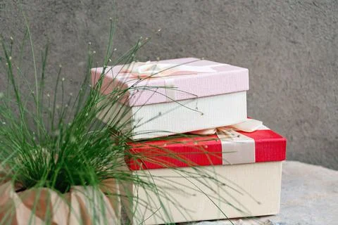 Two gifts on a stone Stock Photos