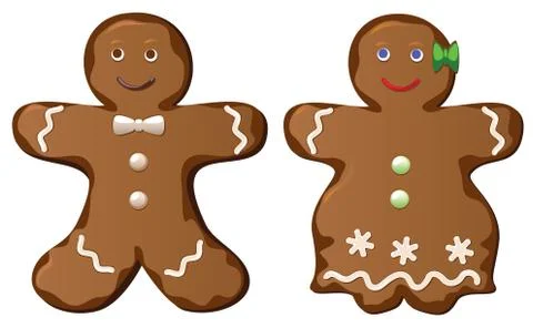 Two gingerbread cookies Stock Illustration