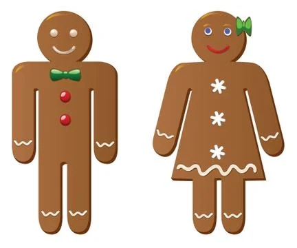 Two gingerbread cookies Stock Illustration