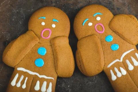 Two gingerbread men Stock Photos