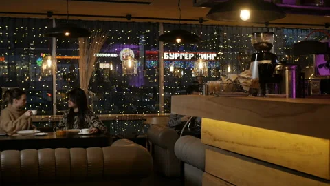 Two girlfriends are talking in cafe 스톡 동영상 85822348