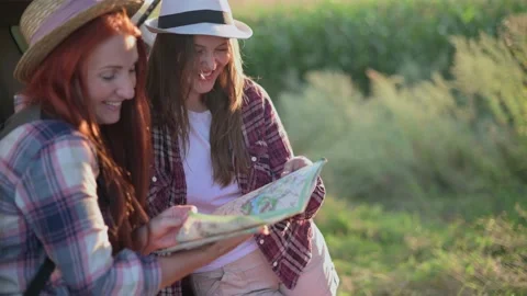 Two girlfriends going on road trip. Stock Footage 160004406