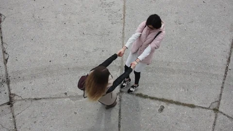 Two girlfriends have fun on pier. Stock-Footage 89152800