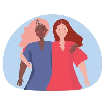 Two girlfriends illustration. Stock Illustration