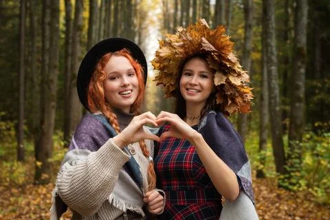 Two girlfriends Stock Photos