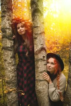 Two girlfriends Stock Photos