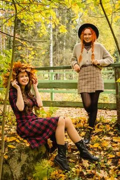 Two girlfriends Stock Photos