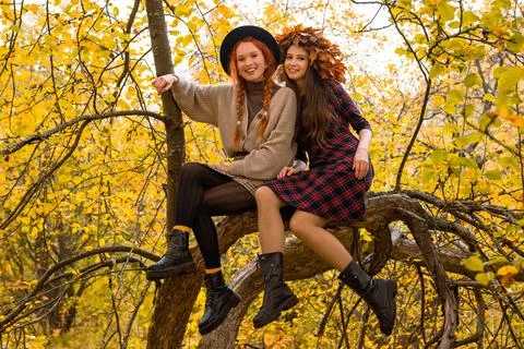 Two girlfriends Stock Photos