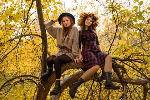 Two girlfriends Stock Photos