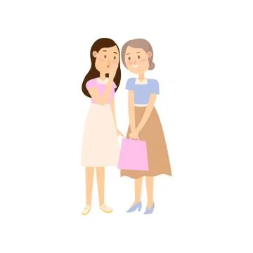 Two girlfriends in summer clothes talking about popular news Stock Illustration