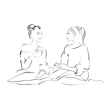 Two girls with a cup Stock Illustration